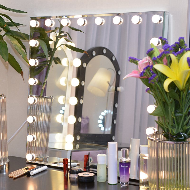 Big Mirror with Lights,White Glass Top Fantasy Makeup ...